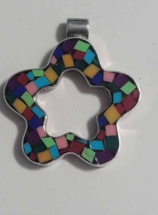 Jewelry - Sterling Silver 925 Mosaic Star Gemstone Pendant
